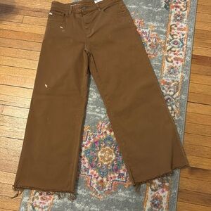 AG Saige wide leg crop. High rise fit. Copper color